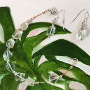 Unique Prasiolite Gem Bracelet With Earrings